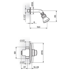 POTISNA BATERIJA UZIDNA  SA ZIDNIM TUŠEM