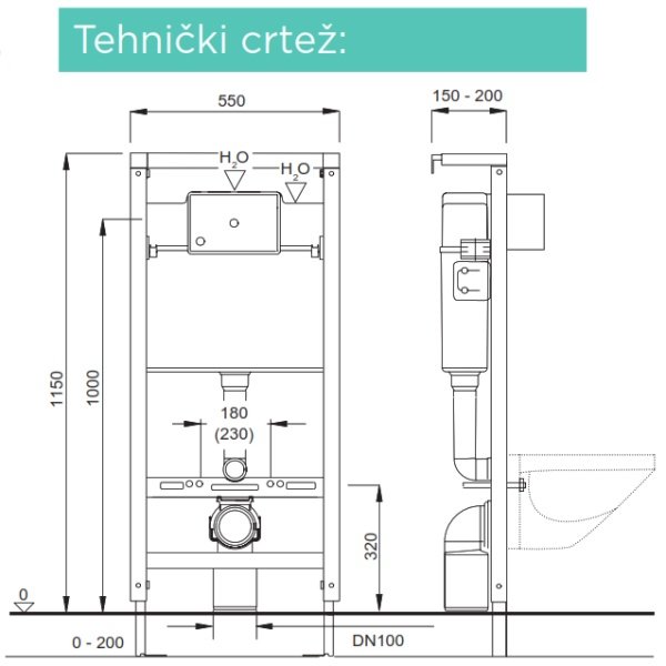 Ugradni pestan liv vodokotlic tehnicki crtez