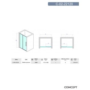 DEVON200 120 TUŠ VRATA (PARAVAN) VISINE 200 PROVIDNO KALJENO STAKLO 6mm HROM RAM – CONCEPT DEVON200 120 TUŠ VRATA (PARAVAN) VISINE 200 PROVIDNO KALJENO STAKLO 6mm HROM RAM – CONCEPT