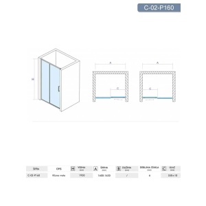 OPAL 160 TUŠ VRATA (PARAVAN) VISINE 195 PROVIDNO KALJENO STAKLO 6mm HROM RAM – CONCEPT OPAL 160 TUŠ VRATA (PARAVAN) VISINE 195 PROVIDNO KALJENO STAKLO 6mm HROM RAM – CONCEPT