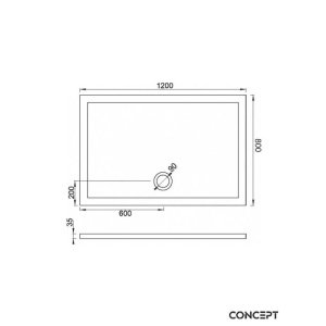 SBA 120X80 PRAVOUGAONA TUŠ KADA TANKA 4cm – CONCEPT